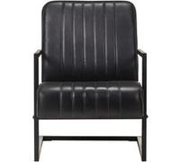 vidaXL Fauteuil cantilever Noir Cuir véritable Noir G