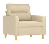 vidaXL Fauteuil, Chaise de Relaxation avec Accoudoirs et Coussin de Dossier, Meuble de Salon Salle de Séjour Intérieur, Moderne, Crème Tissu