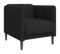 vidaXL Fauteuil tissu372597 – Fauteuil TV moderne avec accoudoirs, dossier et pieds – Noir tissu