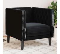 vidaXL Fauteuil Chesterfield Argyle Noir 71 x 74.5 x 70.5 cm Velours