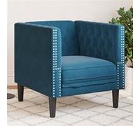 Vidaxl Fauteuil Chesterfield Bleu Velours Bleu