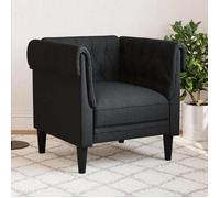 vidaXL Fauteuil Chesterfield – Chaise de relaxation avec accoudoirs et dossier, tissu noir