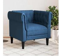 vidaXL Fauteuil Chesterfield – Chaise de relaxation avec accoudoirs et dossier – Bleu tissu