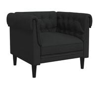 vidaXL Fauteuil Chesterfield, Chaise de Relaxation avec Accoudoirs et Dossier, Siège avec Pieds, Fauteuil TV de Salon, Moderne, Noir Tissu