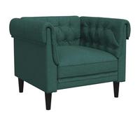 vidaXL Fauteuil Chesterfield, Chaise de Relaxation avec Accoudoirs et Dossier, Siège avec Pieds, Fauteuil TV de Salon, Moderne, Vert Foncé Tissu
