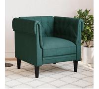 vidaXL Fauteuil Chesterfield – Tissu vert foncé, moderne, avec accoudoirs et pieds