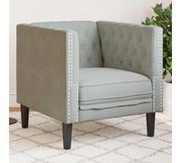 vidaXL Fauteuil Chesterfield Gris clair 71 x 74.5 x 70.5 cm Velours