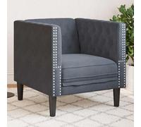 vidaXL Fauteuil Chesterfield Gris foncé 71 x 74.5 x 70.5 cm Velours