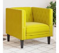 Fauteuil Chesterfield vidaXL Jaune Velours, Chaise de Canapé, Fauteuil de Baignoire, Confortable