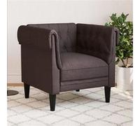Fauteuil Chesterfield marron foncé tissu