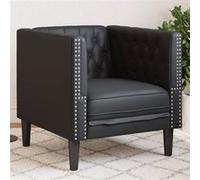 Vidaxl Fauteuil Chesterfield Noir Similicuir Noir
