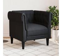 vidaXL Fauteuil Chesterfield, Chaise de Relaxation avec Accoudoirs et Dossier, Siège avec Pieds, Fauteuil TV de Salon, Moderne, Noir Tissu