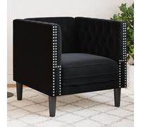 Vidaxl Fauteuil Chesterfield Noir Velours Noir