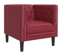 vidaXL Fauteuil Chesterfield en simili cuir rouge bordeaux