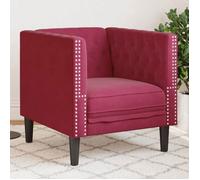 vidaXL Fauteuil Chesterfield en velours rouge bordeaux 372677