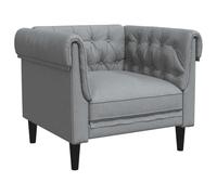 vidaXL Fauteuil Chesterfield, Siège avec Accoudoirs et Dossier, Chaise de Canapé Rembourré, Meuble de Salon Salle de Séjour, Moderne, Gris Clair Tissu