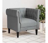 vidaXL Fauteuil Chesterfield Tissu gris clair G