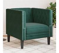 Vidaxl Fauteuil Chesterfield Vert Foncé Velours