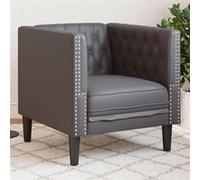 vidaXL Fauteuil Chesterfield gris similicuir