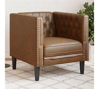 Vidaxl Fauteuil Chesterfield Marron Similicuir Daim Marron