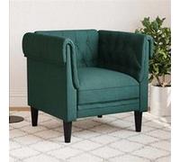 vidaXL Fauteuil Chesterfield vert foncé tissu
