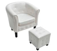 vidaXL Fauteuil club avec repose-pieds Blanc Similicuir