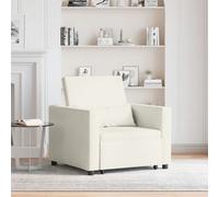 vidaXL Fauteuil convertible crème en velours 3-en-1