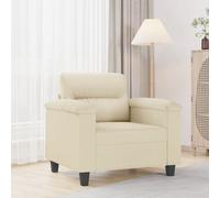 vidaXL Fauteuil, Siège avec Coussin, Chaise de Relaxation avec Dossier, Fauteuil TV de Salon Salle de Séjour, Moderne, Crème 359574
