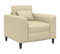 vidaXL Fauteuil Crème Simili Cuir, Fauteuil Moderne, Assise stylée pour Salon, Chaise en Simili Cuir, Coussin Polyvalent pour Chambre et Salon