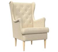 vidaXL Fauteuil Crème Tissu, Fauteuil, Style Moderne rembourré, siège Pratique, Coussin en Mousse Confortable, Cadre en Tissu, Pieds en Bois de Caoutchouc