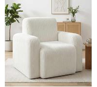 vidaXL Fauteuil Crème Velours côtelé, Fauteuil Moderne, Assise stylée pour Salon, Chambre, Fauteuil Fonctionnel, Meuble élégant, Confort Doux