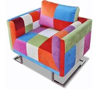 vidaXL Fauteuil Cube – Design patchwork en tissu – Chambre à coucher et salon