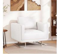 Fauteuil Cube Avec Pieds Chromés Blanc Similicuir Blanc