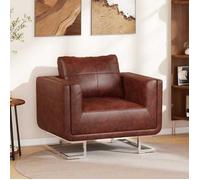vidaXL Fauteuil cube avec pieds chromés Marron Similicuir