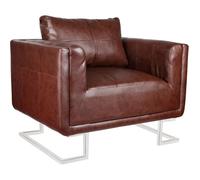vidaXL Fauteuil cube avec pieds chromés Marron Similicuir
