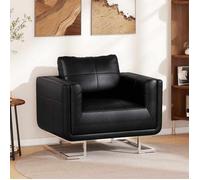 vidaXL Fauteuil cube en similicuir avec pieds chromés Noir