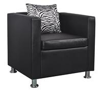 vidaXL Fauteuil Cube en Cuir Artificiel Noir Fauteuil de Salon Canapé de séjour