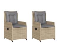 vidaXL Fauteuil de jardin 2 pcs. Réglable Beige Poly Rattan