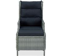 vidaXL Fauteuil de jardin ajustable avec repose-pieds Poly rotin gris clair