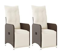 Chaises inclinables de jardin lot de 2 et coussins marron rotin365701