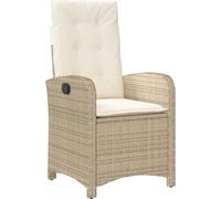 vidaXL Fauteuil de jardin avec coussin Réglable Beige Poly Rattan