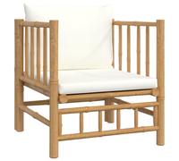 vidaXL Fauteuil de jardin avec coussins blanc crème Bambou