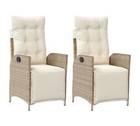 vidaXL Fauteuil de jardin avec repose-pieds 2 pcs. Réglable Beige Poly Rattan