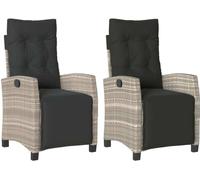 vidaXL Fauteuil de jardin avec repose-pieds 2pcs Réglable Gris clair Poly rotin
