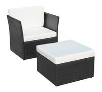 vidaXL Fauteuil de jardin avec repose-pieds Poly rotin noir