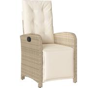vidaXL Fauteuil de jardin avec repose-pieds Réglable Beige Poly Rattan