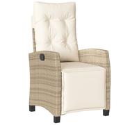 vidaXL Fauteuil de jardin avec repose-pieds Réglable Beige Poly Rattan