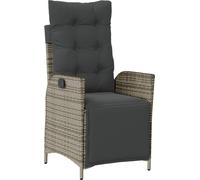 vidaXL Fauteuil de jardin avec repose-pieds Réglable Gris Poly Rattan