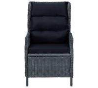 vidaXL Fauteuil de jardin réglable avec coussins Poly rotin gris foncé