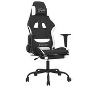 vidaXL Fauteuil de jeu pivotant avec repose-pied Noir et blanc Tissu